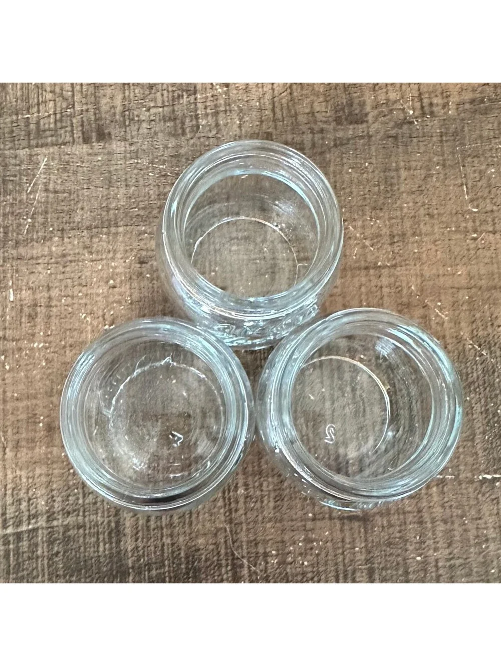 Set of 3 Clear Glass Mason Jar Shot Glasses Embossed 